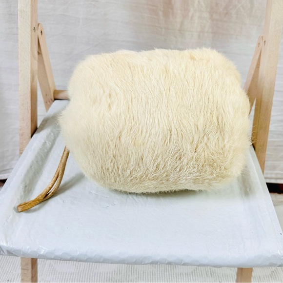 Vintage Fur Hand Muff Ivory Satin Lined - Picture 3 of 9